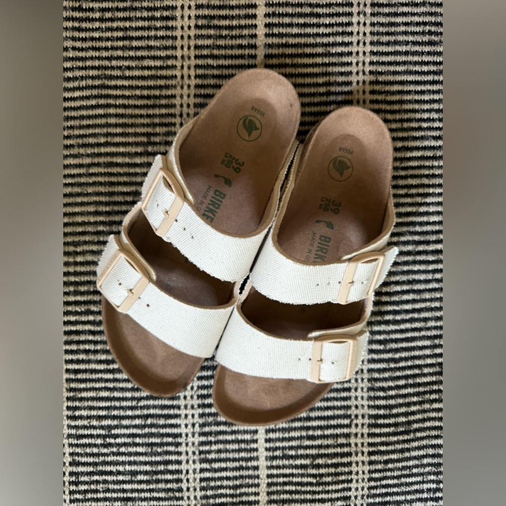 Worn once women’s white canvas Birkenstock
